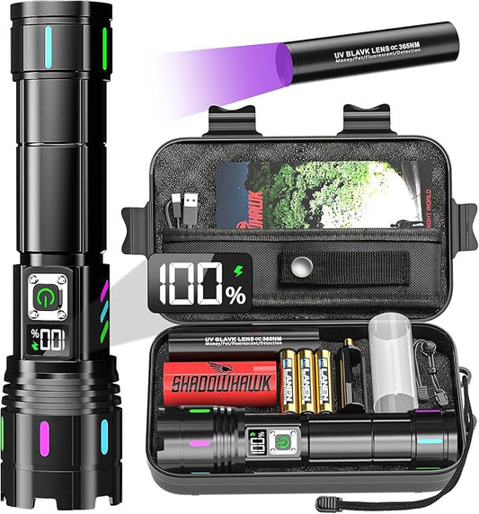 Flashlight 2000 High Lumens Rechargeable - 30W Super Bright LED Flash Light with LCD Display | 3937ft Beam & 12H Long Lasting USB C Powerful Handheld Flashlight for Home, Camping, Hiking, Emergency