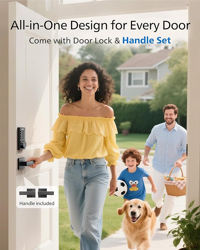 Philips WiFi Deadbolt Smart Lock with Handle, APP/Voice/Fingerprint/Passcode/Key Unlock, Smart Locks for Front Door with Handle Set, Backlit Keypad Deadbolt, Keyless Entry, Remote Control, Auto-Lock