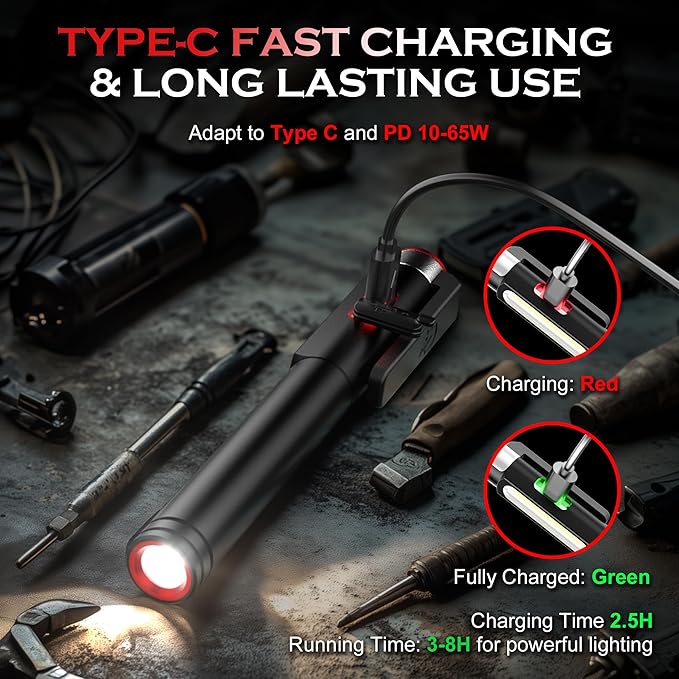 Pen Light Flashlight, 800 Lumens LED Pen Flashlights Rechargeable 6 Modes COB Magnetic Flashlight with Clip Bright Pocket Flashlights Work Light Portable Waterproof Durable Penlight for Nurse