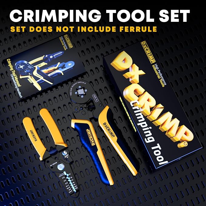 Crimping Tool For Ferrule Electrical Connectors - Ratcheting Wire Crimper for 24-8 AWG - Crimping Pliers - Wire Crimp Tool - Ferrule Crimper Plier - Crimping Tool set with Wire Strippers