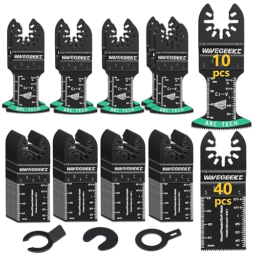 53 pcs Universal Wood Oscillating Tool Saw Blades Multitool Blades Kit Oscillating Tool Blade Fit DeWalt Fein Multimaster Porter Ryobi Cable Bosch Rockwell Milwaukee Oscillating Tool Blades