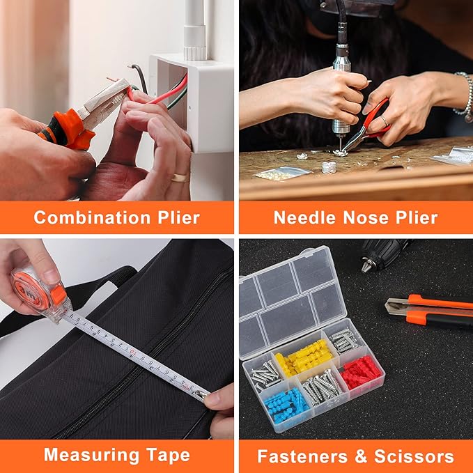 COMOWARE 16.8V Cordless Drill Tool Combo Kit, 153-Piece Professional Household Tool Set with Lithium Battery for Home Garden Office DIY Projects