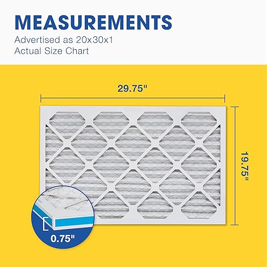 Aerostar 20x30x1 MERV 8 - 6 Count - High Efficiency Pleated HVAC, Furnace & Air Conditioner Filters - Removes Dust, Lint, Mold & Allergy-Causing Pollen