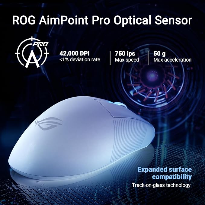 ASUS ROG Keris II Ace Wireless Gaming Mouse – Right-Handed Ergonomic, 54g, Tri-Mode Connectivity, 42K DPI, up to 107Hr Battery, PC/Mac Support - Black