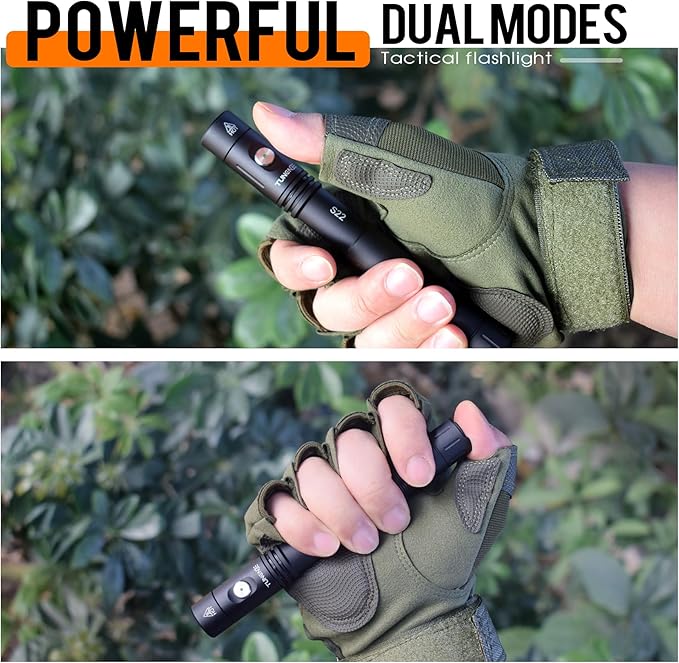 S22 2AA Tactical EDC Dual Mode Flashlight Rechargeable,1200 High Lumen Pocket Flashlight with Magnet,Dual Switch Mini LED Flashlight and Side Light COB Light 4 Mode, 365nmUV
