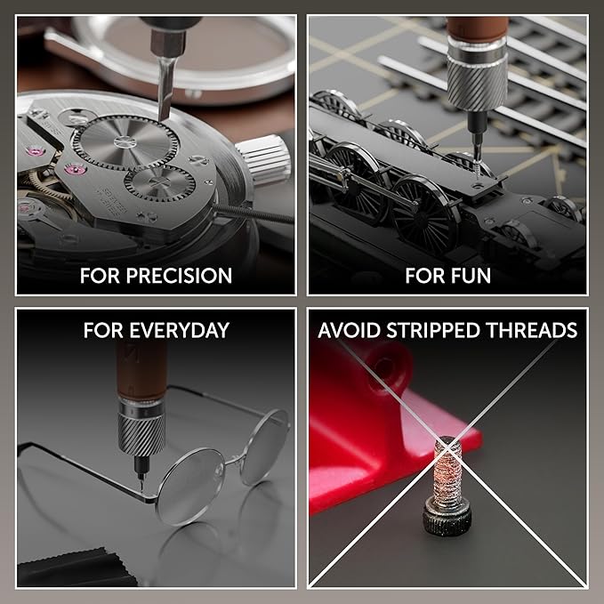 Lunar Artefacts Precision Electric Cordless Rechargeable Brown Leather and CNC Aluminum Screwdriver with 24 Magnetics Bits and Easy Storage Toolbox