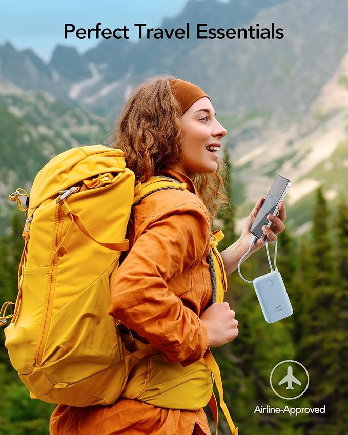 Portable Charger 20000mAh 30W Fast Charging, Power Bank with Built-in Cables & LED Display, USB C Battery Pack for iPhone 16/15/14, Samsung, iPad and Android Phones, Ideal for Travel