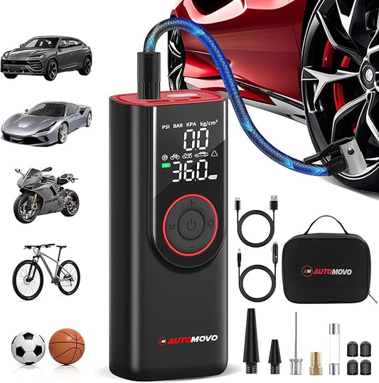 Tire Inflator Portable Air Compressor-3X Faster Inflation, 150PSI Air Pump for Car Tires with Digital Pressure Gauge/LED Light, Portable Tire Inflator for Car, Motorcycle, Bike, Ball