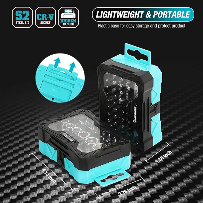 DURATECH 56-Piece 1/4" Mini Ratchet Wrench and Screwdriver Bit Set, 2-in-1, 72-Tooth and 60-Tooth with Bit Socket Set, Storage Cases Included