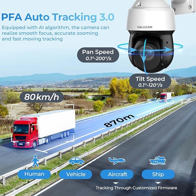 4K PTZ PoE IP Highspeed Dome Outdoor Camera-25x Optical Zoom(5-125mm), PFA Auto Tracking, IVS-Face Detection, SMD4.0, 1/2.8'' Starvis Sensor-0.005lux Starlight Nightvision, Quick Pick, IP66