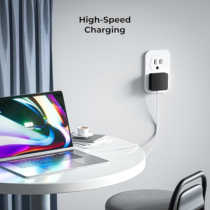 Nekmit 65W USB C Charger Block, 4 Port Flat Wall Charger with USB C and USB A, Multiport GaN Fast Charger for iPhone 16/15/14 Pro Max, iPad Pro, MacBook Pro/Air, AirPods, Galaxy and More, Black