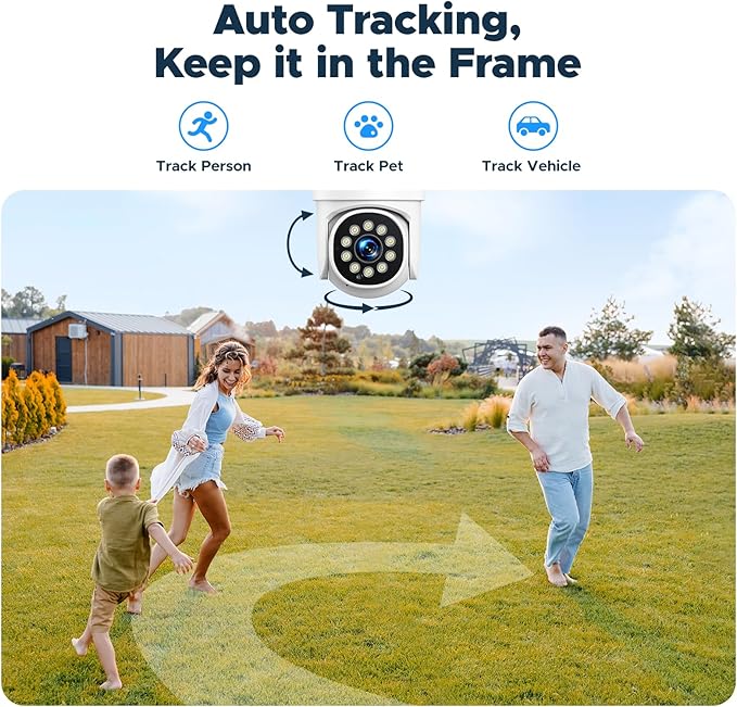 Home Security Camera System, 4Pcs PTZ Wireless Cameras with Auto Human/Pet/Vehicle Detection, 10CH 4K NVR with 24-7 Recording, 2-Way Audio, Smart Color Night Vision, Outdoor Surveillance Kit