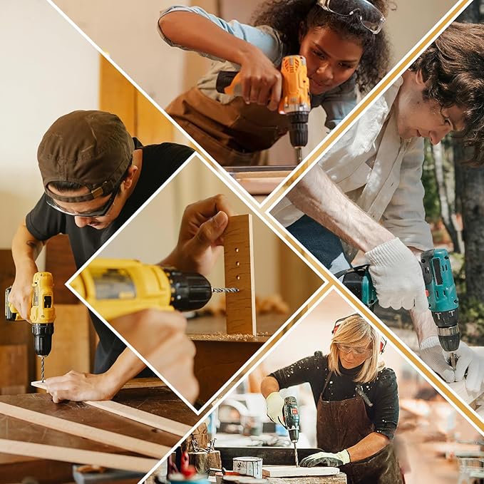 Cordless Drill Set Creddux Power Drill Cordless Sets Variable Speed, Electric Drills 18+1 Torque Setting, Built-In Led Light, Level and 2 Driver Bits Z Set-Y