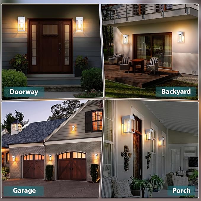 2 Pack Dusk to Dawn Outdoor Wall Lantern, Porch Lights Outdoor Light Fixtures Wall Mount, IP65 Waterproof Wall Mount Light, Outdoor Lantern for Porch Doorway Garage