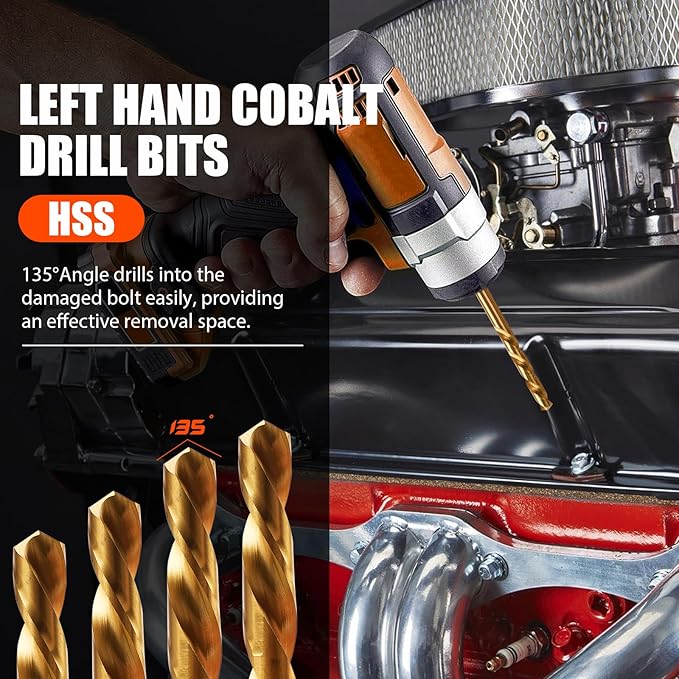 14pcs Screw Extractor Set and Left Hand Drill Bits for Removing Broken Bolt Extractor Kit, Easy Out Screw Extractor Set, Screw Remover Tool with Storage Case, Gifts for Men, Dad and Husband