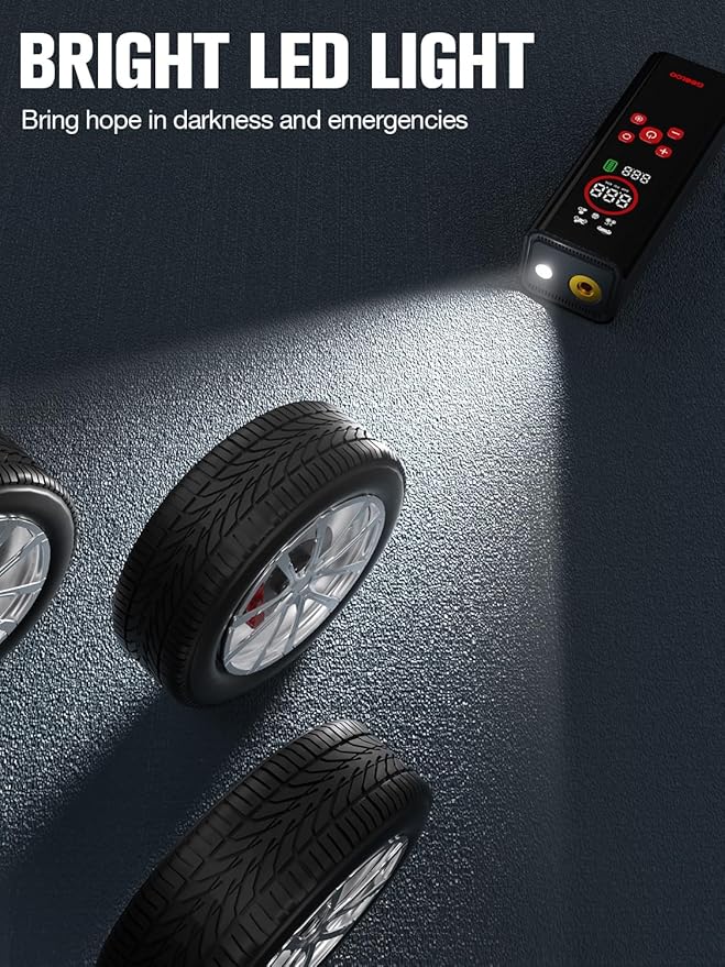 GOOLOO AP150 PRO Tire Inflator Portable Air Compressor, Upgraded UI Color LED Screen & 4X Faster Car Tire Air Pump with Tire Pressure Gauge, 12V Electric Tire Pump with Auto Shut-off for Car,Bike,Ball