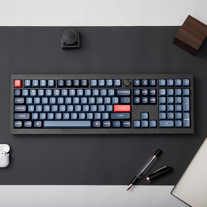Keychron V6 Max Wireless Custom Mechanical Keyboard, 2.4 GHz Bluetooth 5.1 QMK Full-Size Layout RGB with Hot-swappable Silent Red Switch Compatible with Mac Windows Linux