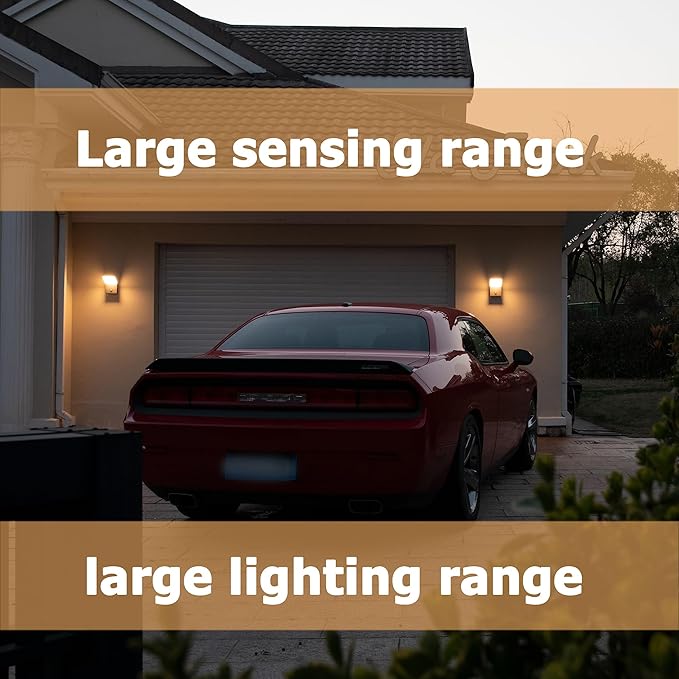 Outdoor Wall Light Motion Sensor Porch LED Exterior Lights Fixture Sconce Black Modern Aluminum Lamps Front Door Lantern for Patio Garden Garage Fence Yard