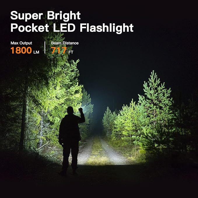 Wurkkos Flashlight WK03-1800 High Lumen Flashlight,SST-40 LED 90CRI 217M 6000K IP68 Waterproof LED Flashlight,EDC Pocket Flashlights 5 Modes for Camping,Home,Emergencies