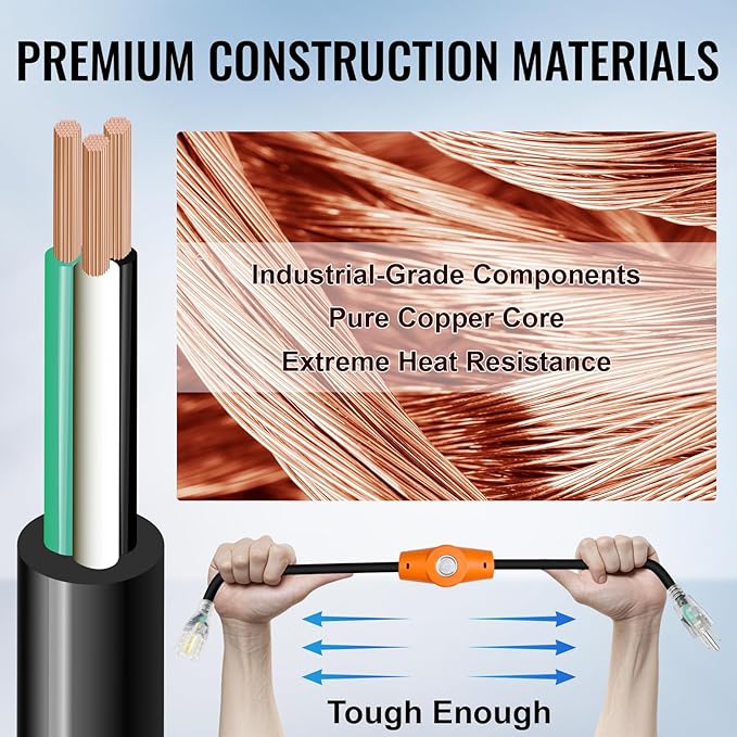 MAXKOSKO 1PC 120V 15A Temperature Controlled Extension Cord, Heat Cable Controller, Thermostatically Controlled Outlet Auto On/Off Below 37°F/Over 50°F, 20" Cord for Covered Outdoor Outlets