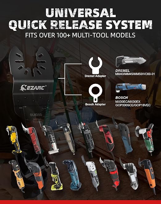 EZARC Carbide Oscillating Saw Blades, General Purpose Multitool Blades Quick Release for Metal, Nails, Wood, Plaster, Drywall and PVC, 3-Pack