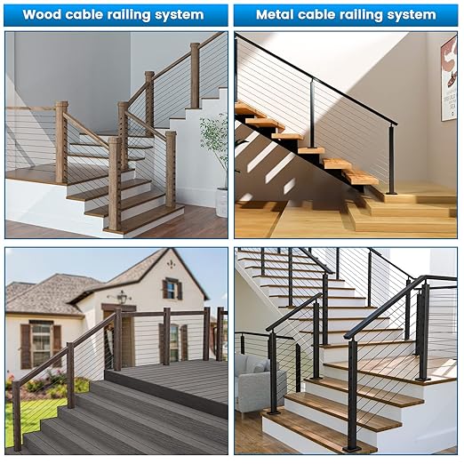 Muzata 60 Pack 1/8" Black Cable Railing Hardware Kit Hand Swage Threaded Stud Tensioner for 4x4 2x2 Wood Metal Post T316 Stainless Steel Deck Cable Railing System CR39