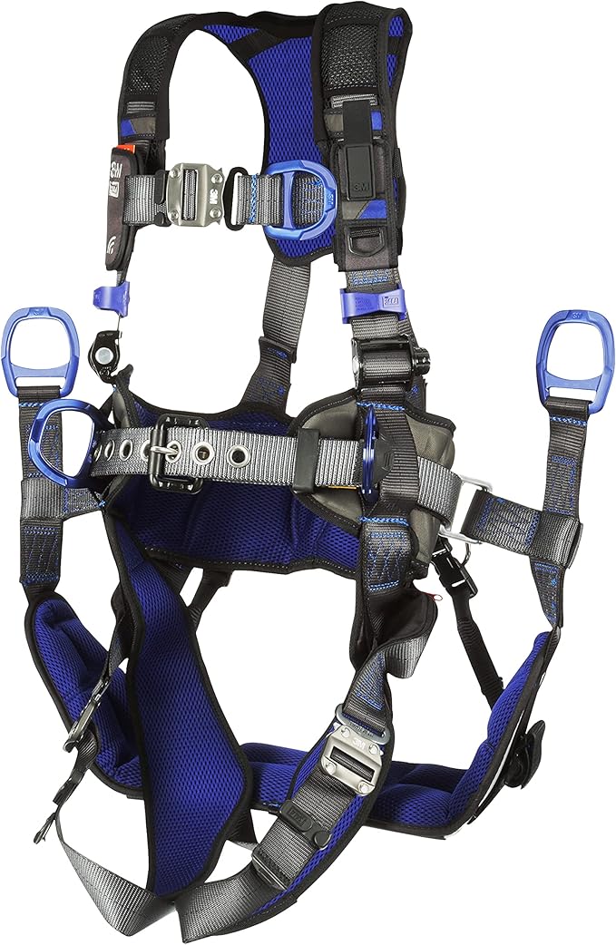 3M 1113193 DBI-SALA ExoFit X300 Comfort Tower Climbing Positioning Suspension Safety Harness, Telecommunications Fall Protection,Back,Front,Hip D-Rings,Auto-Locking Quick Connect Leg,Chest Buckles, XL