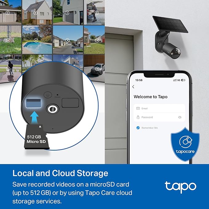 Tapo SolarCam C403 Kit, Outdoor Battery Camera w/Solar Panel, Wireless, 1080P, Free Person Detection, SD/Cloud Storage, Color Night Vision, Built-in Spotlights & Alarm, No Hub Needed, Black