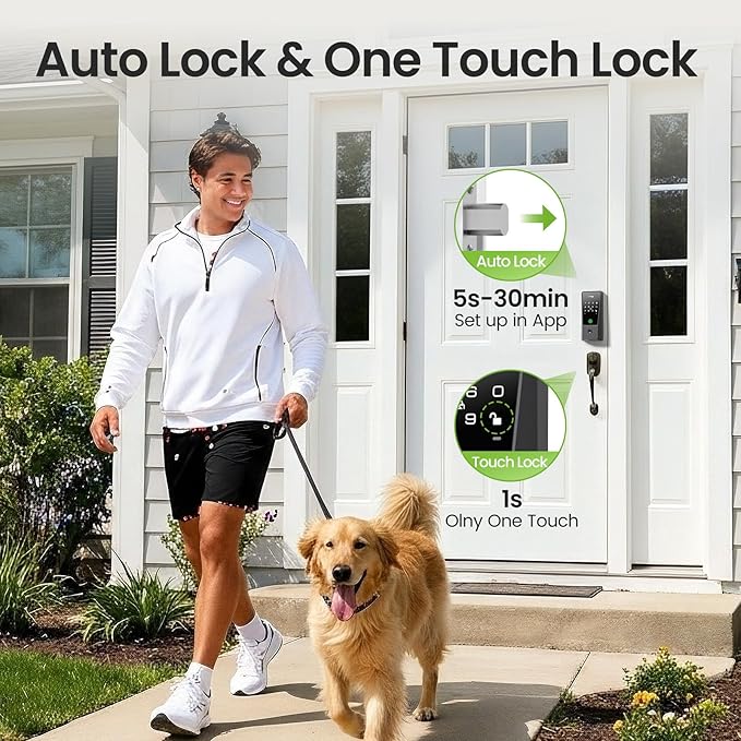 GHome Smart Locks for Front Door with WiFi – 6-in-1 Keyless Entry Smart Fingerprint Lock with Keypad, Auto Lock, App Control, Easy Installation, Smart Deadbolt Lock, Airbnb, Rental, Smart Home