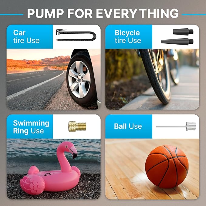 Portable Air Compressor 150PSI, Tire Inflator with Digital Display & Auto Stop, Cordless Air Pump for Car Tires, Motorcycle, Bike, Ball - Battery-Powered Air Compressor for Car Accessories