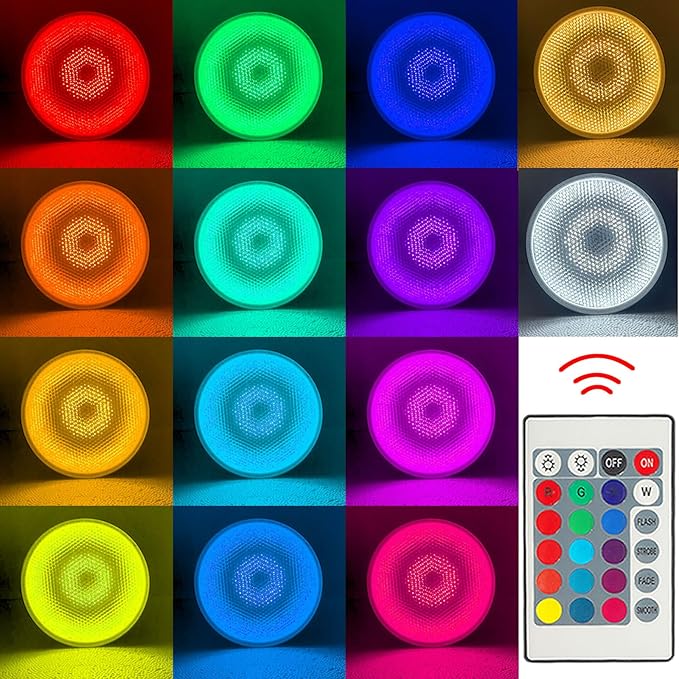 2Pack PAR30S LED Light Bulb, 30W RGB+Warm White LED Flood Light Indoor/Outdoor, Dimmable Color Changing Spotlight with Remote Control, Lawn Lamp for Home Courtyard Christmas Party Decoration