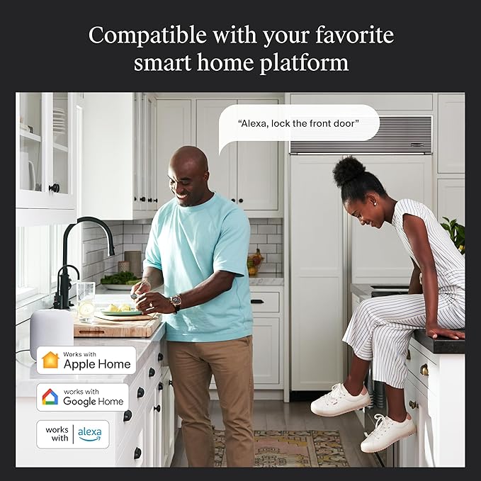 Level Lock+ WiFi Deadbolt Smart Lock - World's Smallest Smart Lock Plus Apple Home Key - Lock/Unlock Anywhere - Level App for iOS & Android - Works with Apple Home, Alexa, Google Home (Matte Black)