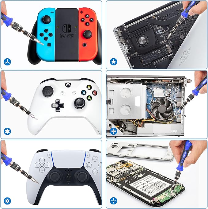 STREBITO Precision Magnetic Screwdriver Set 124-Piece Electronics Tool Kit with 101 Bits, for Computer, Laptop, Cell Phone, PC, MacBook, iPhone, PS4, PS5, Xbox Repair