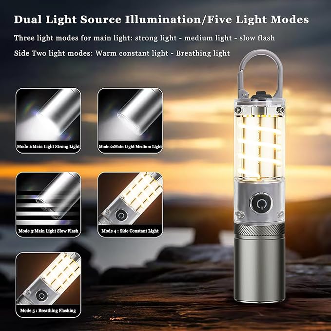 High Power Flashlights, 100000 High Lumen Rechargeable LED Flashlights, 6 Modes, Waterproof and Powerful Flashlights, Suitable for Family Camping and Hiking