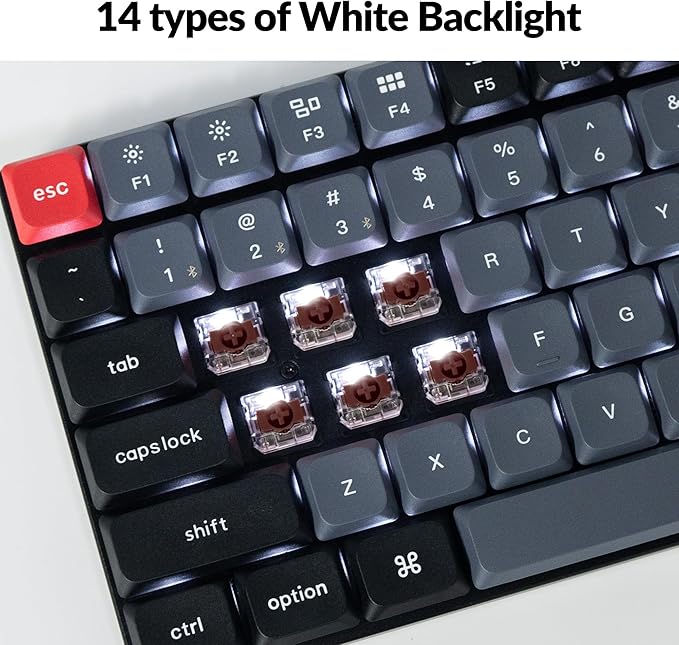 Keychron K17 Pro QMK/VIA Low-Profile Custom Wireless Mechanical Keyboard 96% Layout Programmable Knob Bluetooth/Wired White Backlight Compatible with Mac Windows Linux
