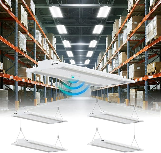 LED Linear High Bay Shop Light 210W, Larger Central Lighting Area, 31500LM, 100-277V, 0-10V, 5000K, Commercial Linear High Bay Led Shop Lights for Warehouse Industrial Garage Workshops, 4 Pack, UL