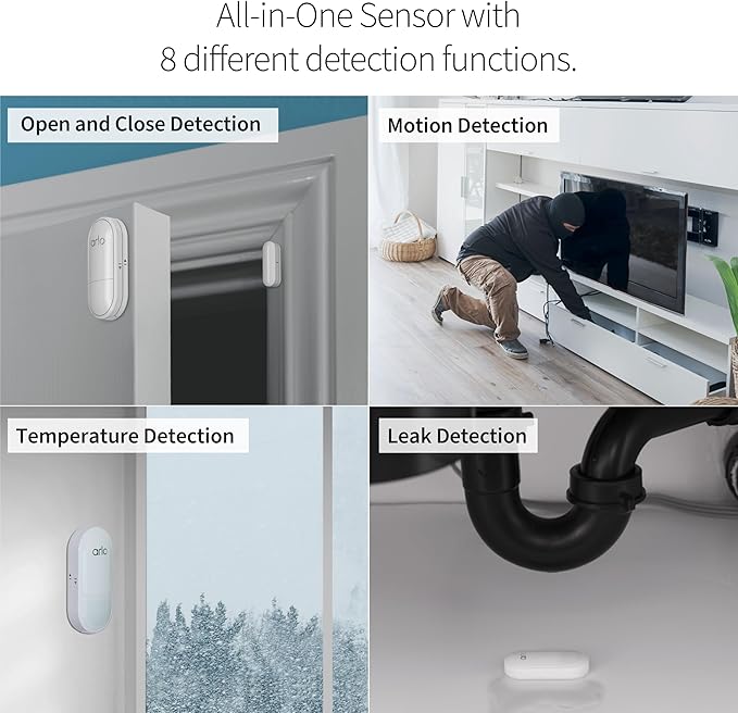 Home Security System - Wired Keypad Sensor Hub, (5) 8-in-1 Sensors, Video Doorbell 2K + Outdoor Camera 2K (2 Cam) + Security Tag Accessory + Wireless Keypad Bundle-No Contract, Alarm System for Home