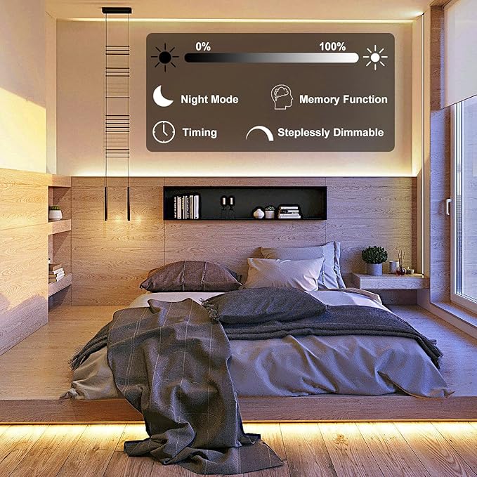 COB LED Strip Lights 2880LEDs, Bright COB LED Lights 20ft LED 3000K Warm White Dimmable with RF Remote Under Cabinet Lighting for Bedroom Counter Kitchen