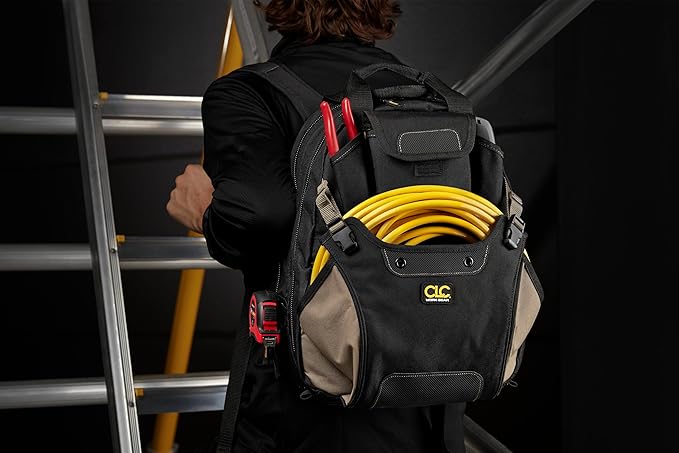 CLC Work Gear 1134 Carpenter's Tool Backpack, 44 Pockets, Padded Back Support, Black