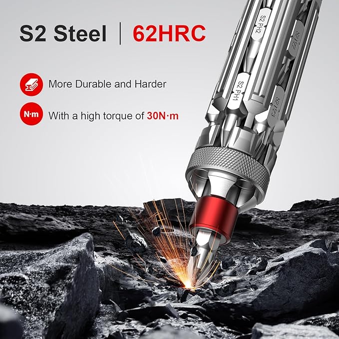 JOREST 19 in 1 Multi Screwdriver EDC Multibit Screwdriver Set Tool All in One, Birthday Gifts Ideas for Men Him Dad, Magnetic Screw Driver with Torx Phillips Hex, Pocket Repair Kit for Bike, Furniture