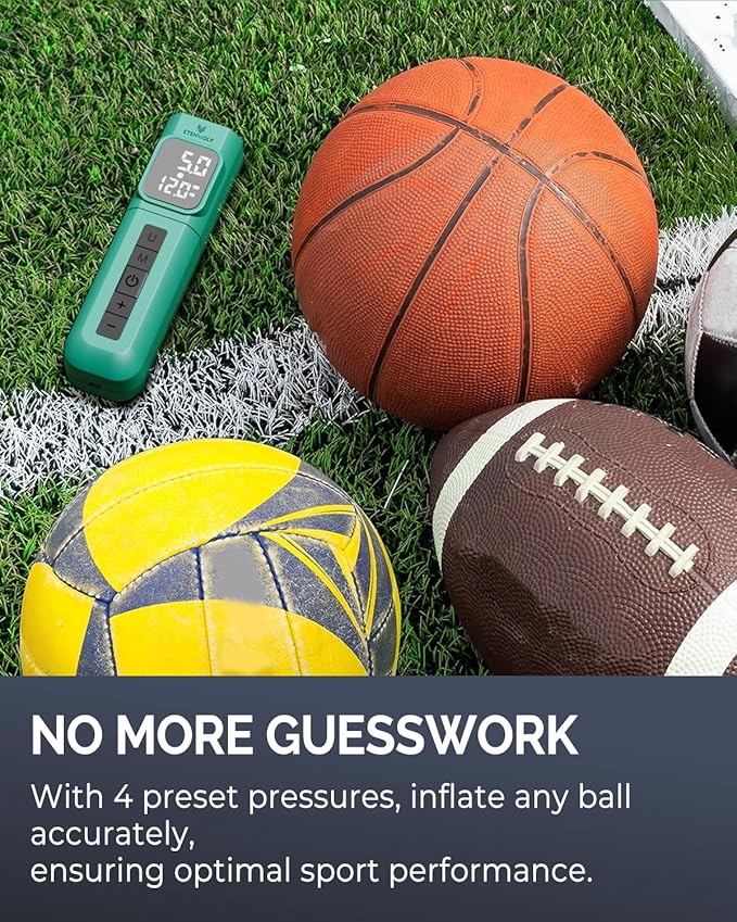 ETENWOLF P200 Electric Ball Pump 2000mAh Sports Air Pump with Digital Pressure Gauge for Basketball Soccer Volleyball