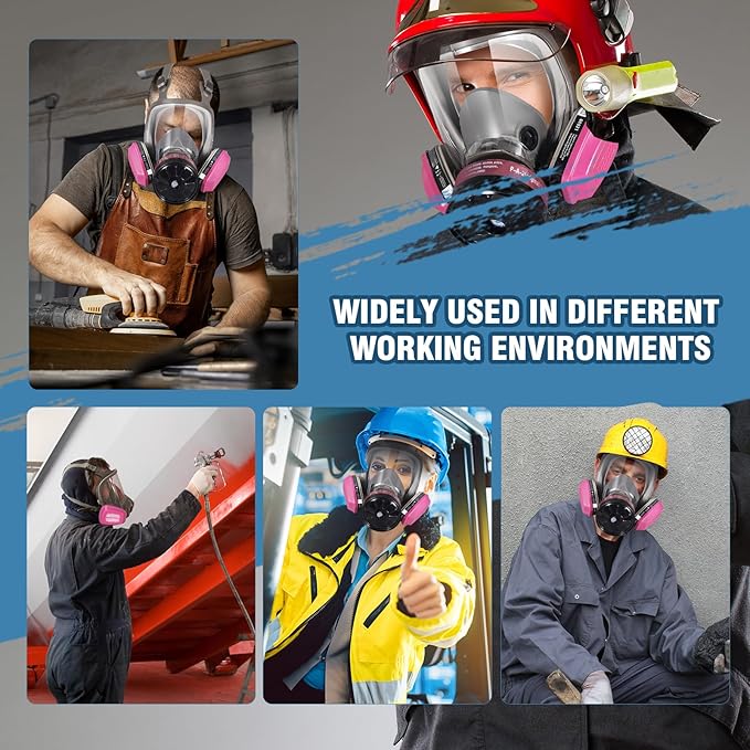 Full Face Gas Mask Respirator with 60921 & 40mm Activated Carbon Filters - Survival Nuclear and Chemical, for Welding Painting Mold Dust Epoxy Resin Polishing Reusable 6800