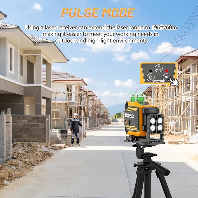 Laser Level 360 self leveling, SAVSEC 3 x 360° Brightness Adjustable Lazer Leveler Tool, 3D Rechargeable Green Cross Line Laser for Construction and Picture Hanging - Magnetic Fine-adjust Wall Bracket