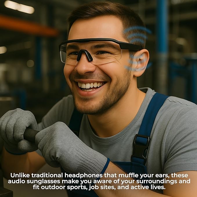 Global Vision Jam 1 Black Cycling Glasses w/Clear Lenses, Wireless Bluetooth Safety Glasses ANSI Z87.1 Certified – Shatterproof UV400 Protection, Hands-Free Calls & Music, Includes Hard Case