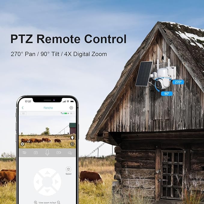 4G LTE Cellular Security Camera No Internet Needed, Solar No wifi Security Camera Outdoor Wireless With SIM Card Jobsite, 2K Color Night Version, 360 Live View, Motion Detection, 2-Way Audio, 2 Packs