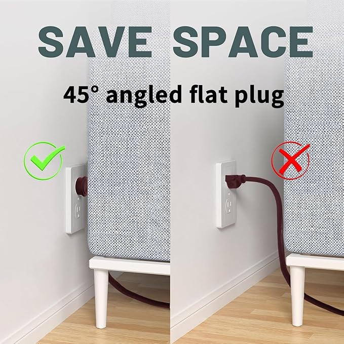 Indoor Flat Plug Brown Extension Cord 30ft, UL Listed, 16/3 SJTW 3 Prong Heavy Duty, 16 Gauge 13A Power Cord for Lights, Appliance, Home, Office