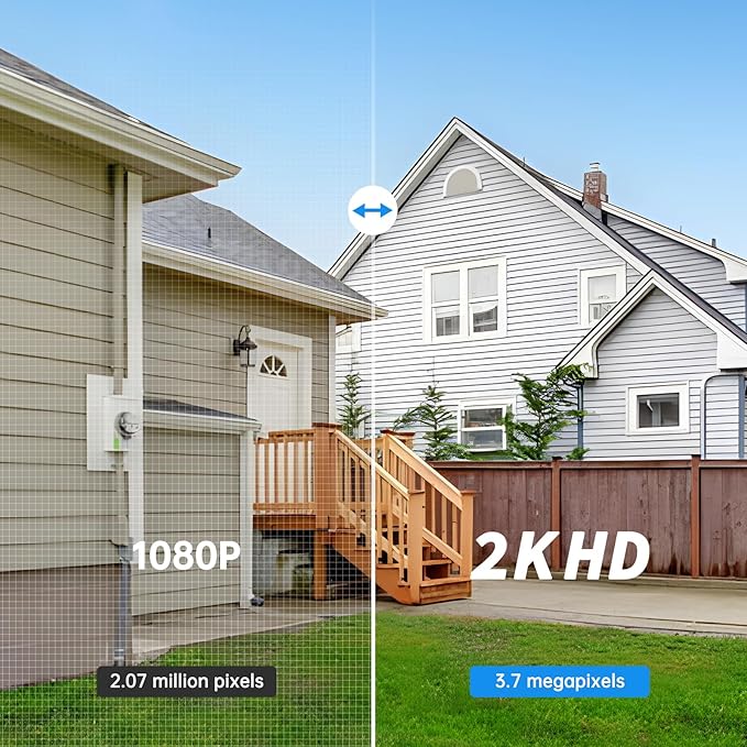 Security Cameras Wireless Outdoor,No Subscription,2 Cam-Kit,Support 2.4G & 5G WiFi Router,Home Security System with 2K Night Vision,128GB Local Storage,PIR Alerts,Motion Detection