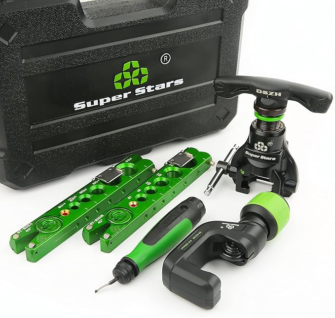 Super Stars Flaring Tool Kit 1/4in - 3/4in Single Flare Tool HVAC 45° Eccentric Type Flare Tool with Pipe Cutter for Copper Tube Pipe (5 in 1 Kit)