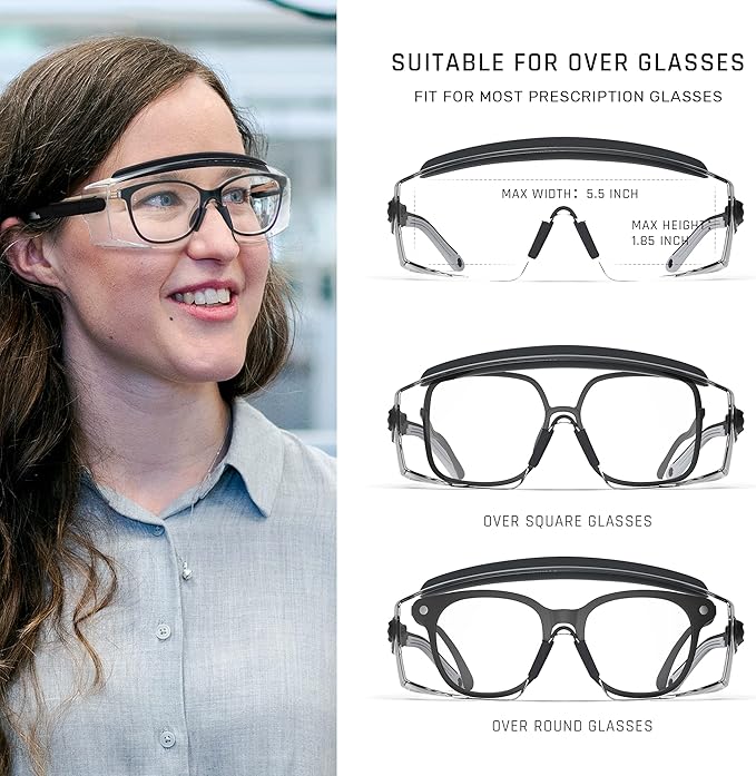 Anti Fog Safety Glasses Safety Goggles Over Glasses Protective Glasses with Anti Scratch Lenses Adjustable