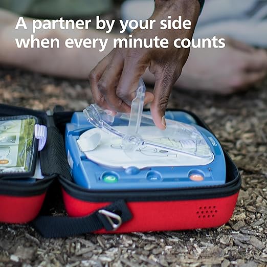 Philips HeartStart OnSite AED Defibrillator with Portable Emergency Medical Kit, CPR Guidance and Voice Prompts, OnSite Ready Pack Business Package with Standard Carry Case, M5066A-R01BPB